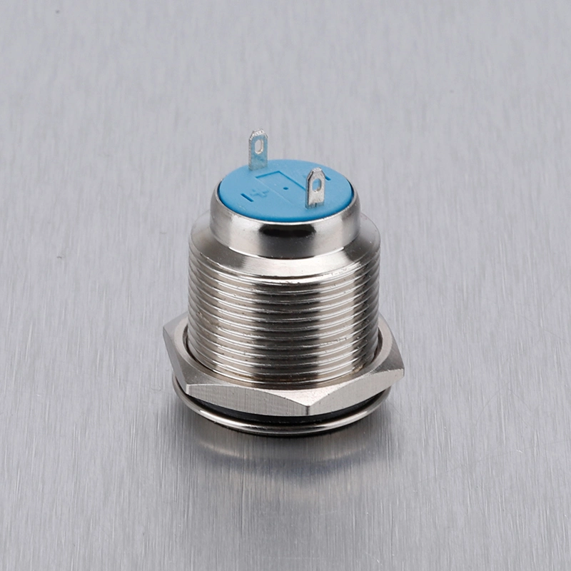 Latching Flat Round Lamp Switch Push Button Metal Tact Small Push Button Switch with Wiring Connectors