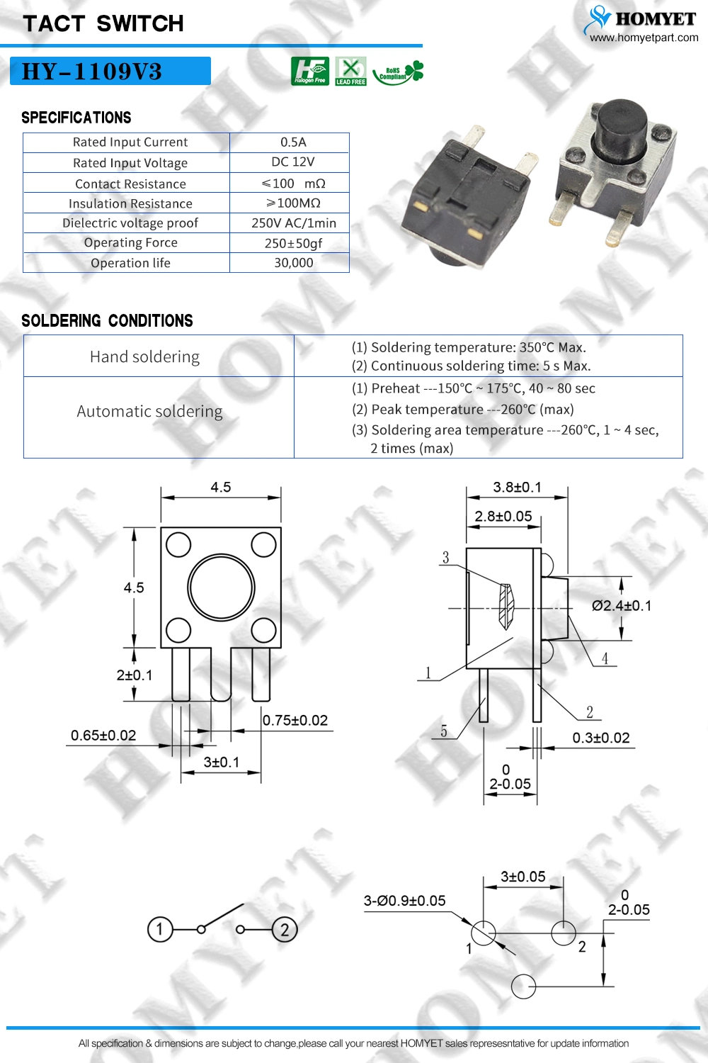Best Seller Small and Thin Tact Switch 4.5*4.5mm Vertical Side Push Micro Switch/Contact Switch/DIP Tact Switch&quot;