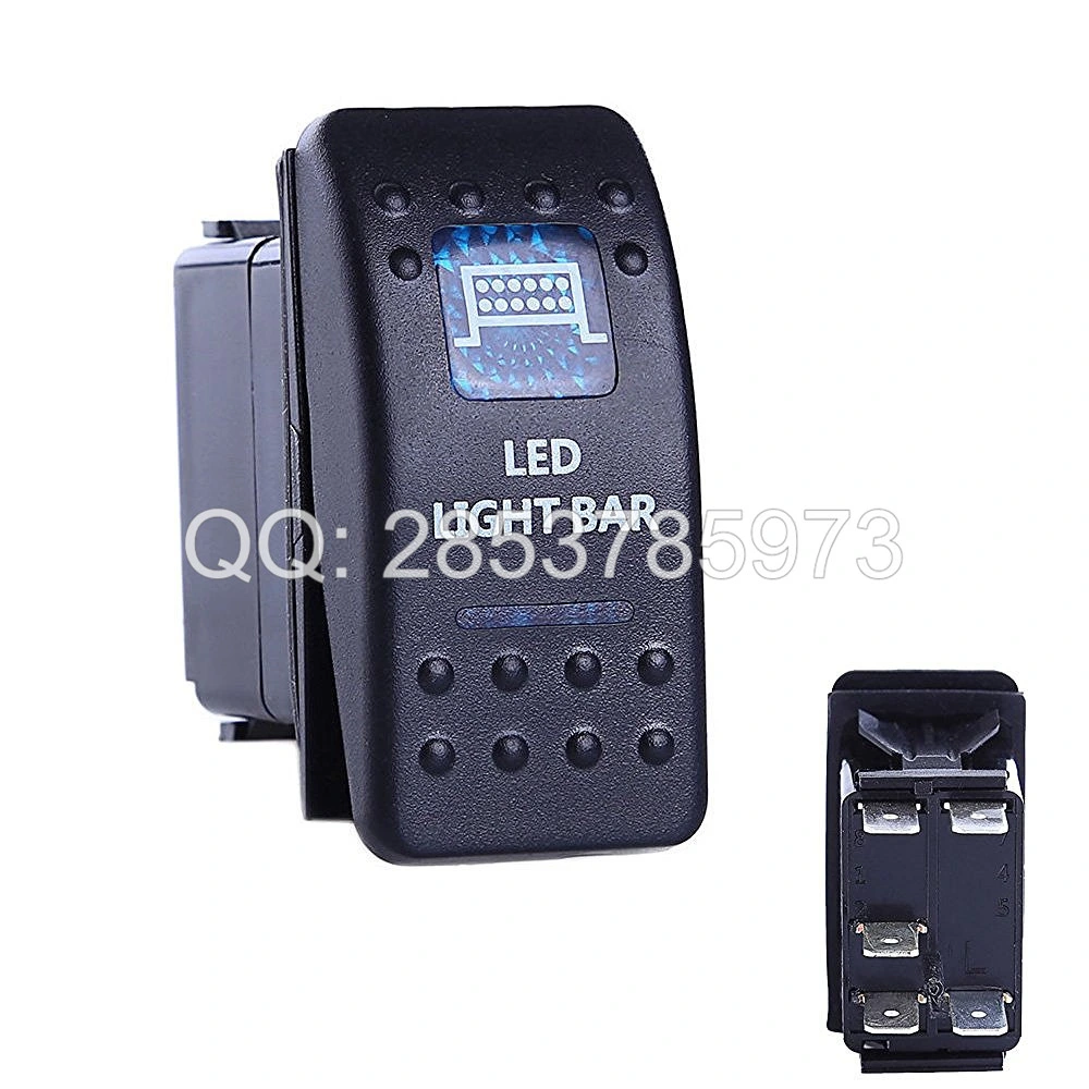 Waterproof Yacht Bus Auto Marine Car Motor Laser 12V 20A Toggle Rocker Switch with Blue LED Bar Light Lamp
