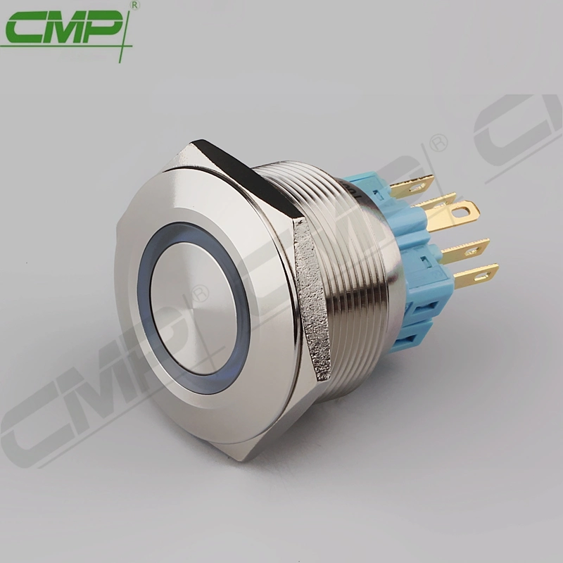 CMP Metal Momentary Stainless Steel 28mm Push Button Micro Switch with Ring LED (3V-220V)