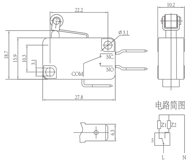 HK-14-16ap Micro Switch 10A 250V 5e4 TUV Certification ENEC En61058