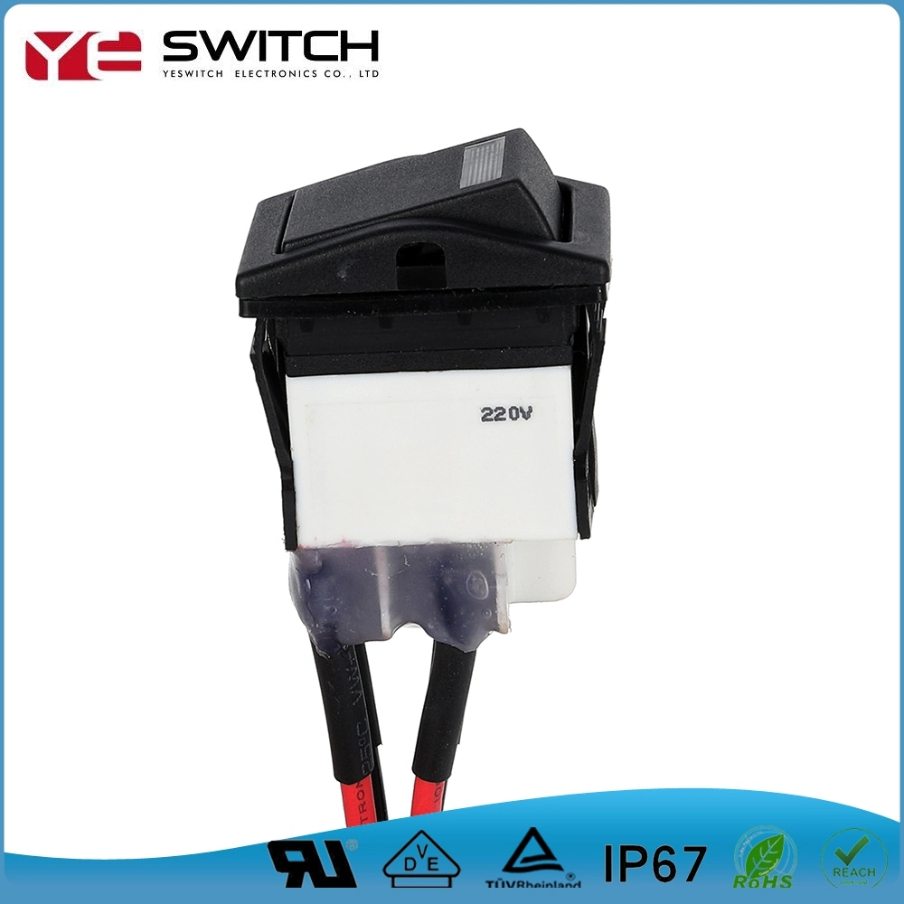 IP67 Waterproof Built-in Switch UL Certificated Electrical Rocker Switch LED Illuminated Electrical Switch 25A 250VAC Micro Rocker Switch for Auto Parts