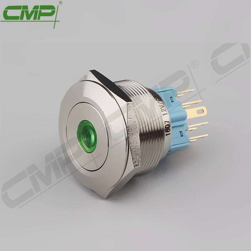 CMP Metal 28mm Illuminated Push Button Micro Switch Panel Mount