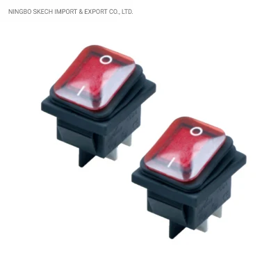 Waterproof Push Button Switch IP65 Panel Mount LED Illuminated Momentary Power Switch on-off Rocker Switch 4pins/6pins with CE Approval (KCD4-003-BN)