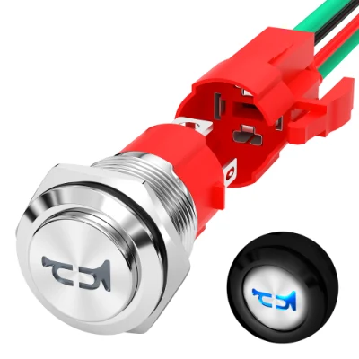 16mm Big Current 20A Momentary Metal Push Button Switch IP67 Waterproof with Horn Button Illuminated in Hot Sale