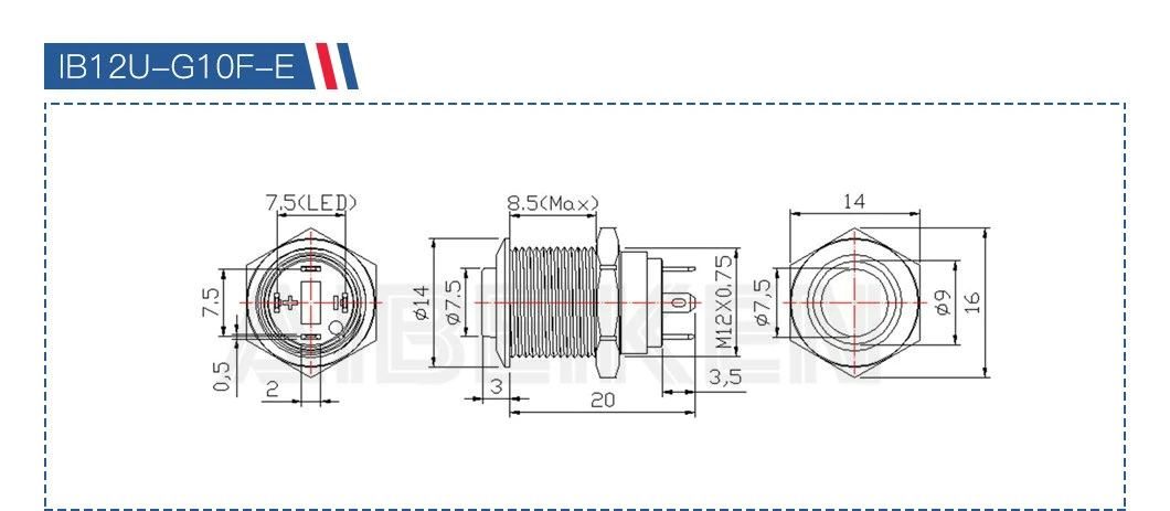 12mm Ring Light Illuminated High Head Mini Micro Halo Push Button Switch IP65 Waterproof 12V 24V Customized Acceptable