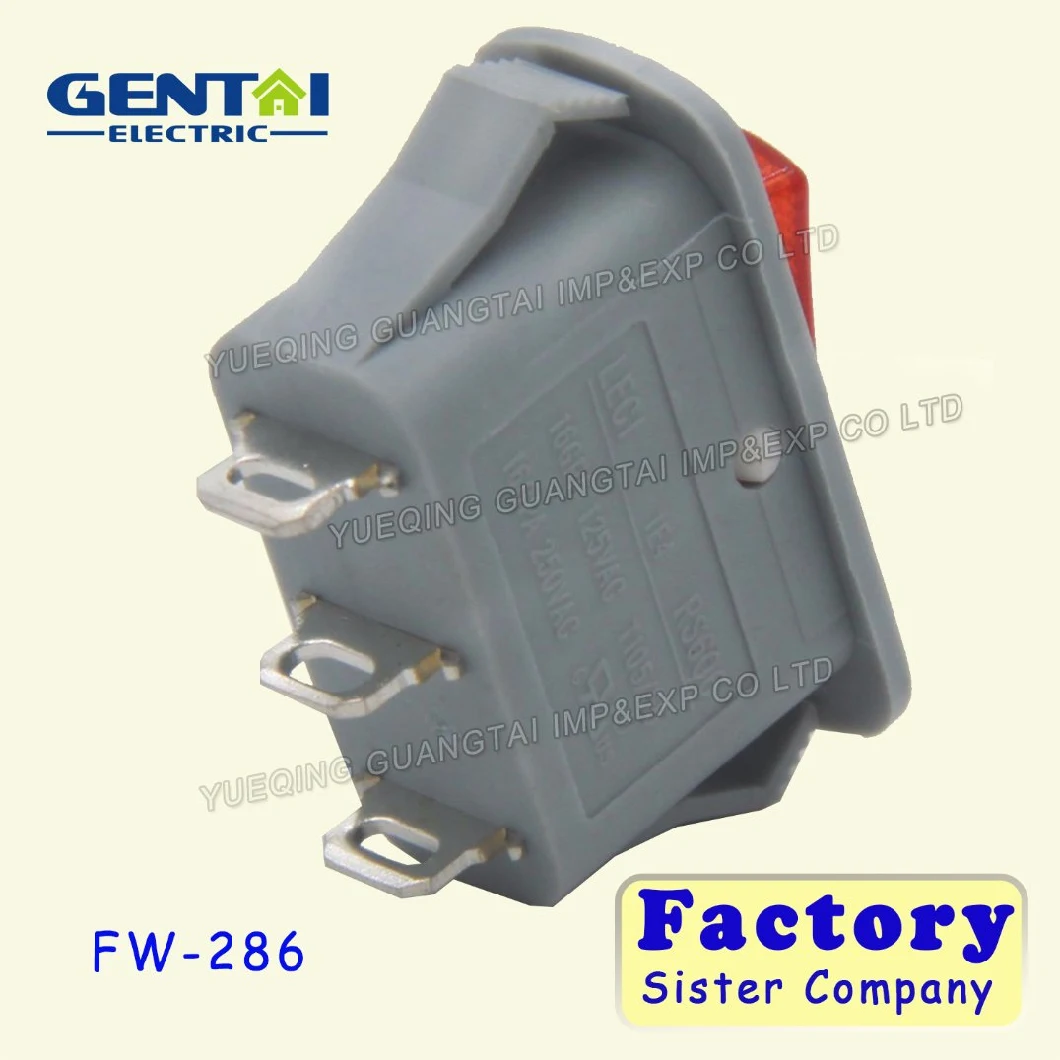 3 Pin Illuminated 16A 250 VAC T125 Rocker Switch